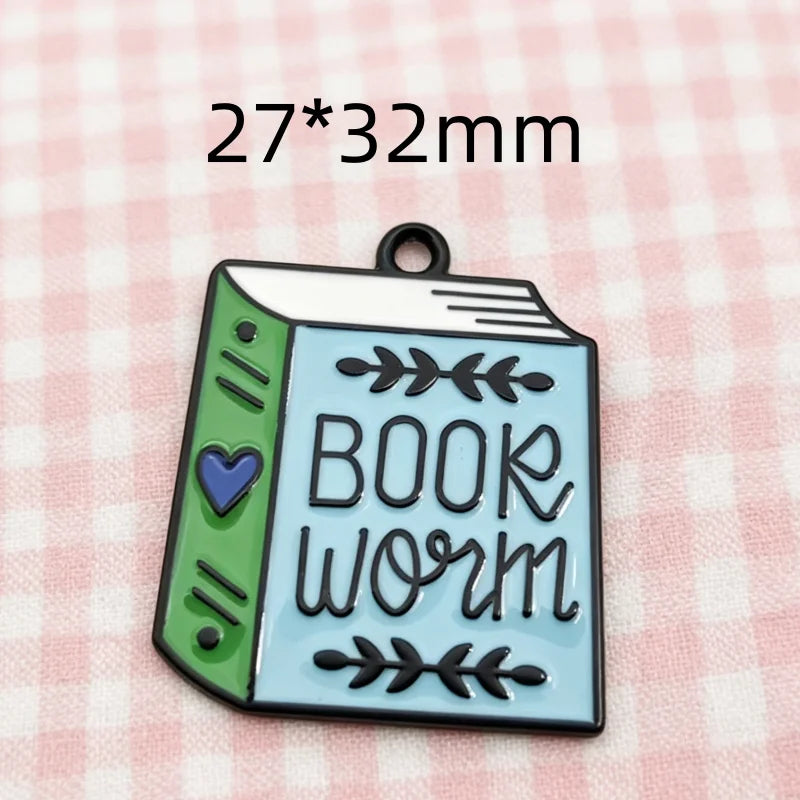 10pcs English Letter Love Book Pendant Drip Oil Alloy Jewelry Accessories Necklace Keychain Pendant DIY Handmade