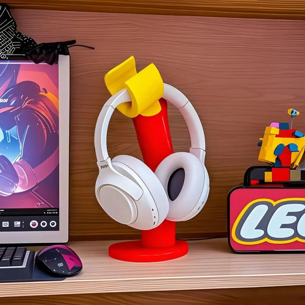 Creative Cute Headset Stand for Desktop, 3D Printed Earphone Dock, Gaming Setup Accessories, for Girls Boys Kids Room Decor