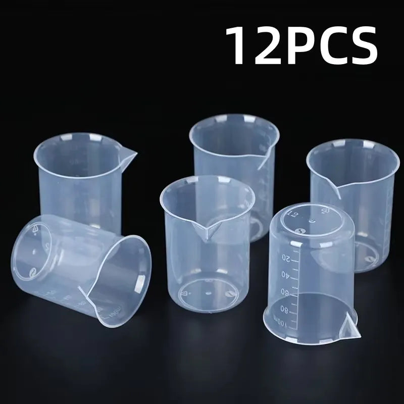 100ml Mixing Cups Plastic Liquid Container Epoxy Resin Scale Beaker Chemical Laboratory Cups Measuring Cup Kitchen Baking Tools