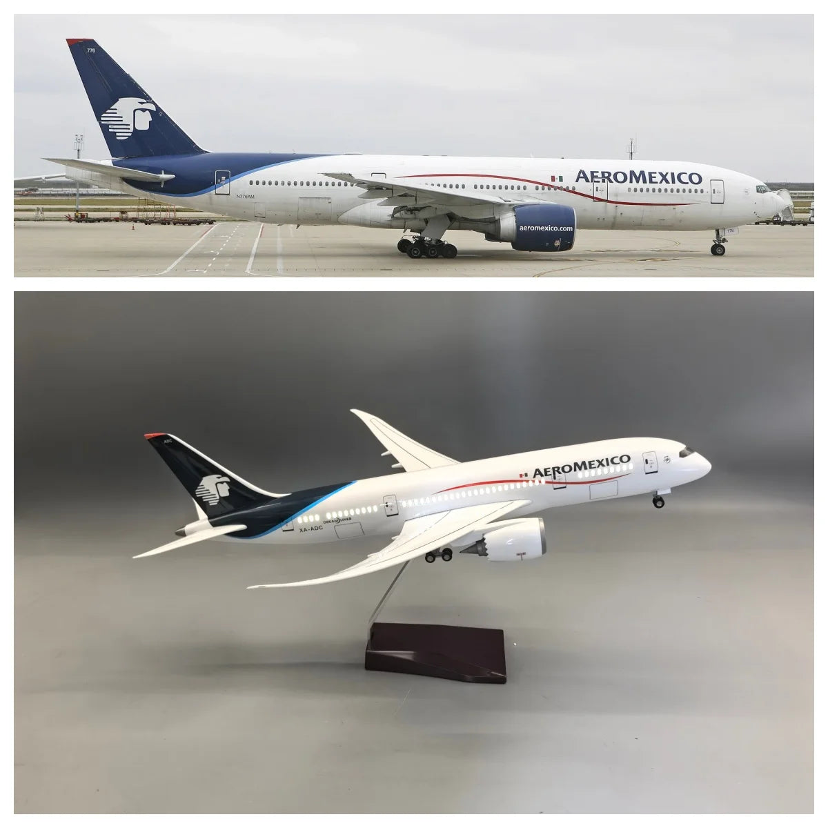 New 43cm Aeromexico B787 Airplane Model Toy Kit For 787 Resin Diecast Plane Model with Stand for Collections Displays Gift