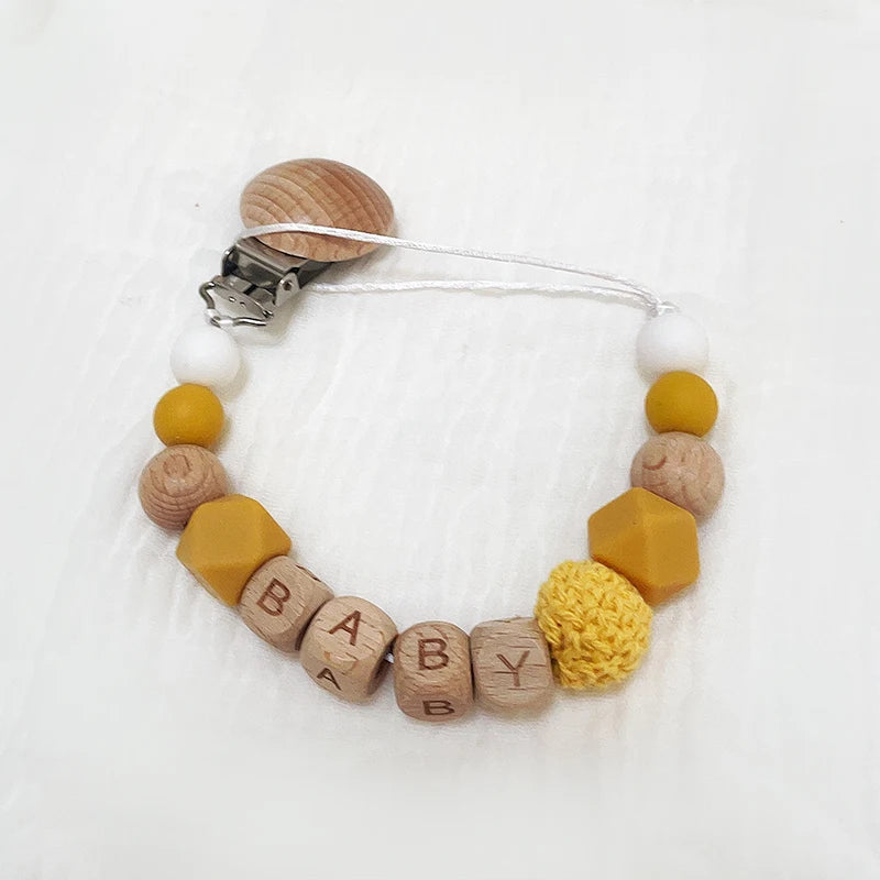 Baby Pacifier Clip Holder Free personalized name Food Silicone Teething With Newborn Gift Anti-drop Chain
