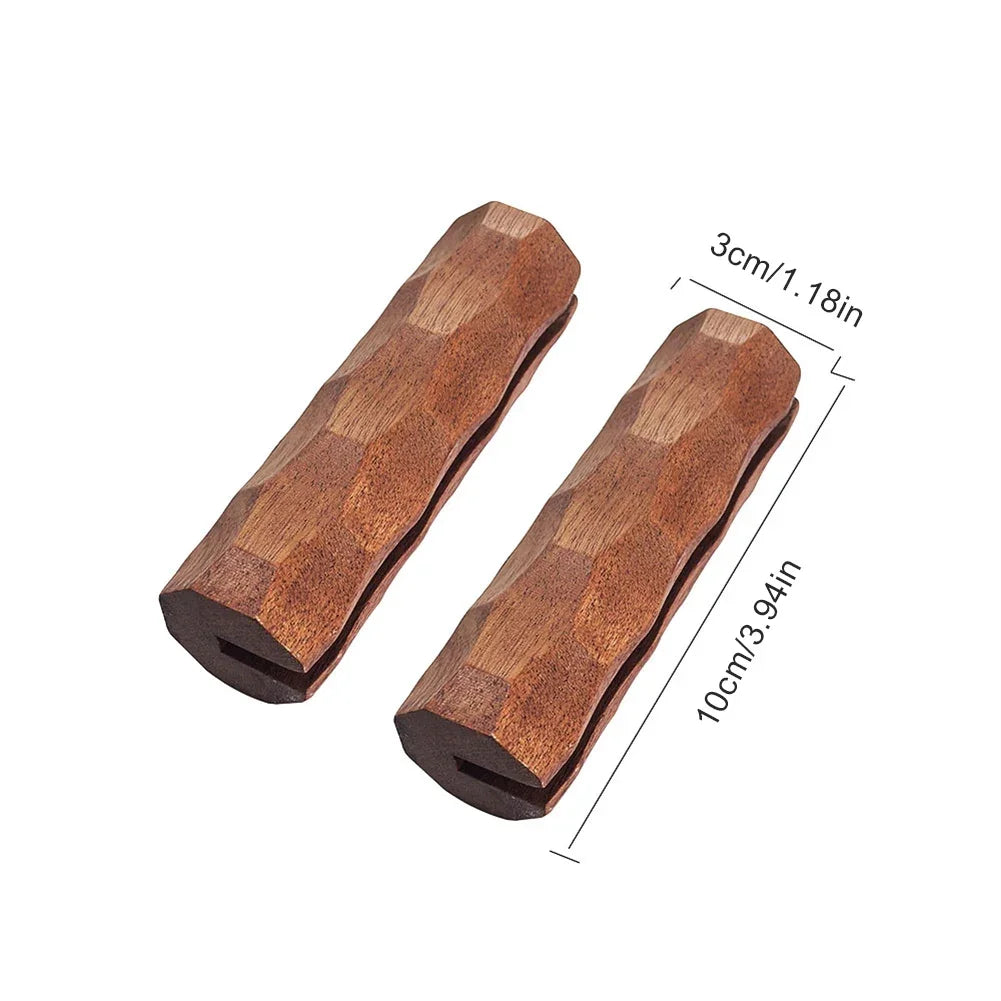 Outdoor Grill Pan Handle Anti Scald Solid Wooden BBQ Handle Bayonet Adjustable Heat Resistant Insulated Grip Replacement