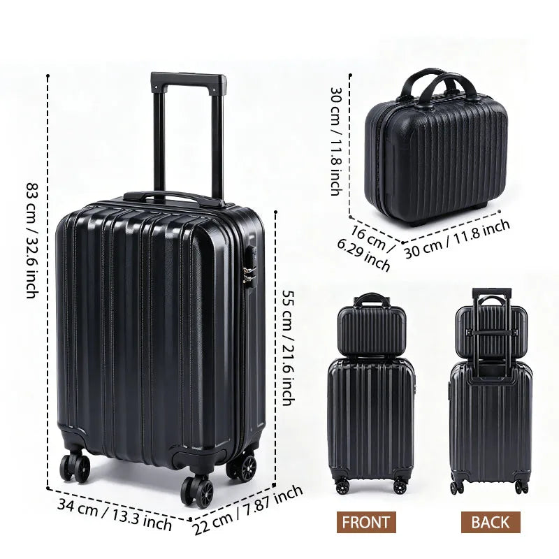2 Piece Hardside Luggage Set - 20 Inch Carry On Suitcase with TSA Lock, USB Port & Silent Spinner Wheels, Lightweight PC+ABS Travel Luggage for Business Trip