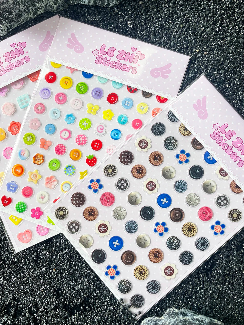 Kawaii Mini Cute Retro Sweet Button Design Nail Art Sticker Ultra-Thin Self-Adhesive Slider Diy Luggage Tags Stickers