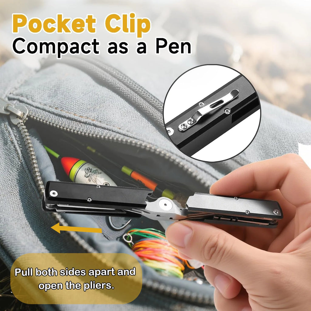 12-in-1 Multi-Functional Fishing Pliers, EDC Pocket Knife, Fish Lip Clamp, Multi-Tool Pliers, Survival and Camping Equipment