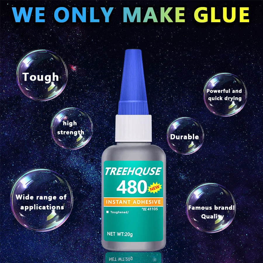 480 Black Rubber Repair Glue 20g, Super Strong Waterproof Quick-Drying Adhesive for Tire, Speaker, Plastic, Metal & Stone