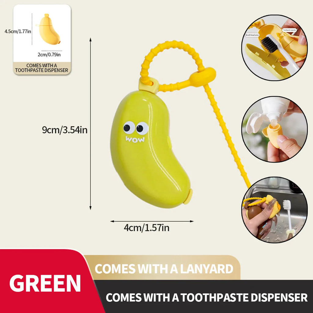 Banana toothbrush protective cap with toothpaste storage box - compact and convenient - essential toothbrush cover for travel