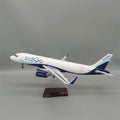 47cm Collectible Aircraft Indigo A320 Diecast Resin Airplane Model Kit With Stand  For Adult Aviation Gift Or Collection Display