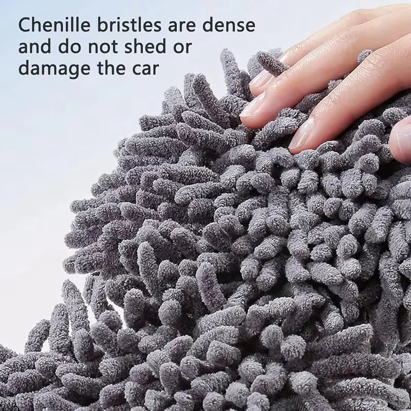 Double Head 360° Rotating Car Wash Mop Long Handle Chenille Car Cleaning Brush Scratch-Free Microfiber Cleaning Tool for SUV Tru