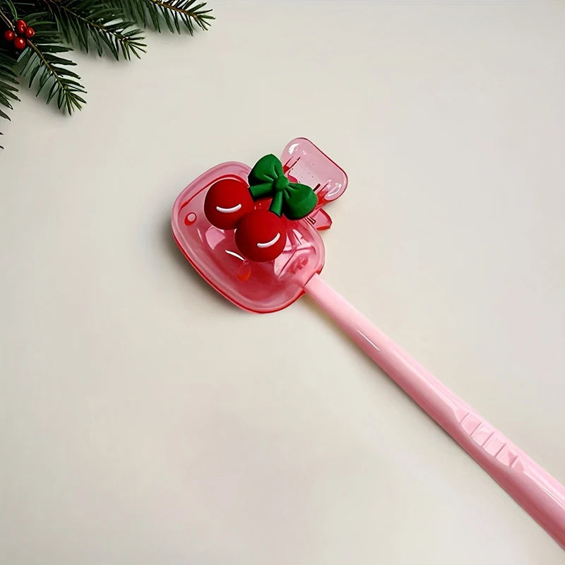 Cute Cherry Design Toothbrush Holder Cherry Pattern Protects Toothbrush Head Features Dual Holes For Drainage And Ventilation