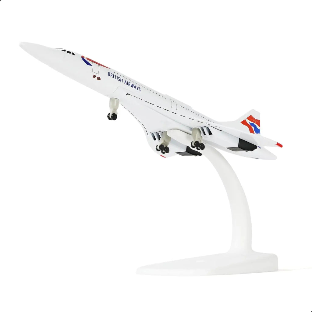 1/300 Concorde for British Airways Diecast Metal Airplane Model Toy Kit with Wheels Display Stand for Collections and Displays