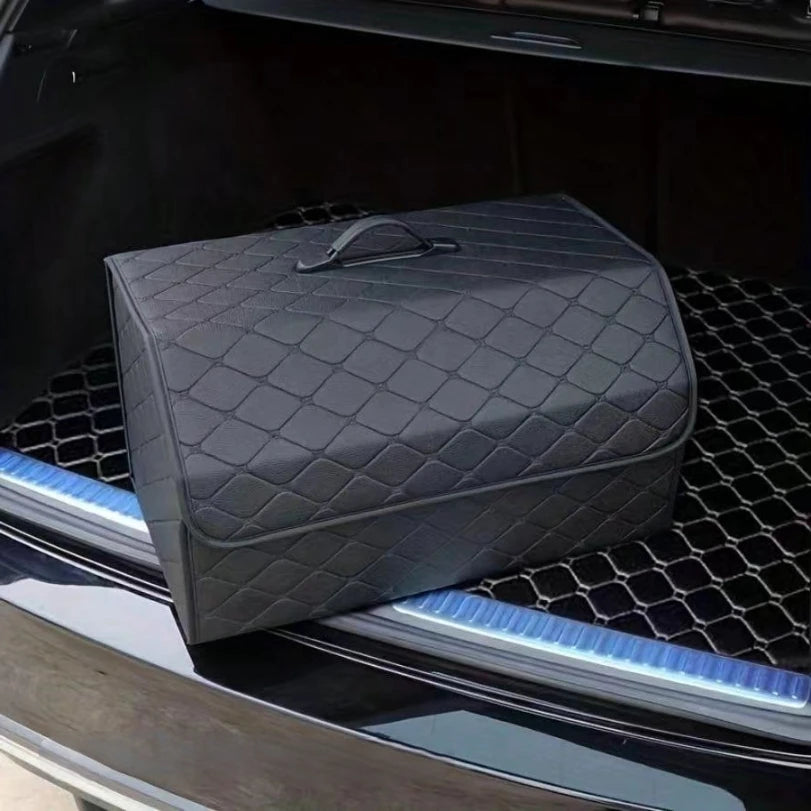 Car Trunk Organizer Box Large Capacity Auto Multiuse Tools Storage Bag Stowing Tidying Leather Folding For Emergency Storage Box