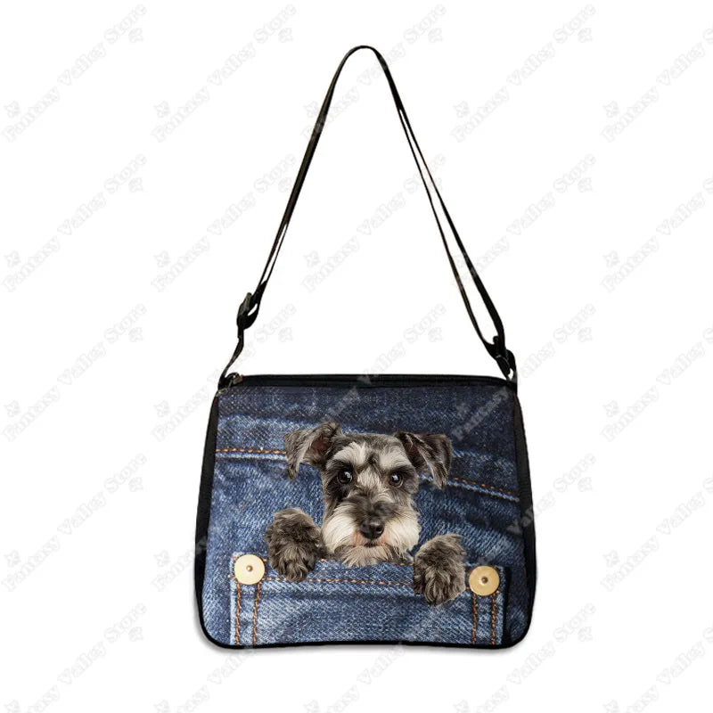 Funny Pocket Dog Shoulder Bags Pocket Pet Beagle Bulldog Dachshund Bichon Women Handbag Portable Storage Bag Messenger Bag Gift