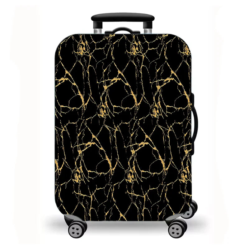 Luggage Cover, Gold Foil Marble Fluid Butterfly Print Stretch Suitcase Protector, Luxury Abstract Design for Travel
