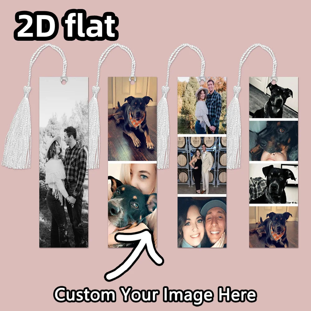 1PC Custom Photo Metal Bookmark, Add 1–4 Personal Images & Tassel, Unique Wedding or Anniversary Gift Idea for Loved Ones