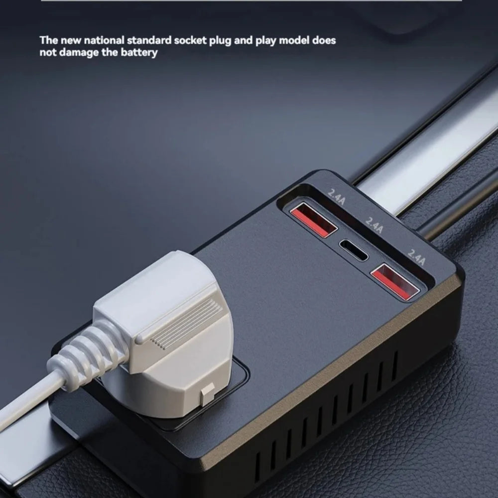 200W Cigar Lighter Adapter Inverter Car Power Adapter Converter DC 12V/24V to AC 220V Converter QC 3.0 PD Type-C USB-C Chargers