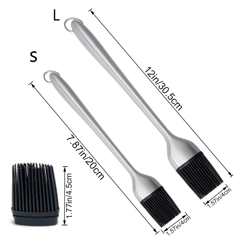 YOMEEI Silicone BBQ Basting Brush For Oil Stainless Steel Long Handle Brush Barbecue Butter Bread Breakfast Kitchen Accessories