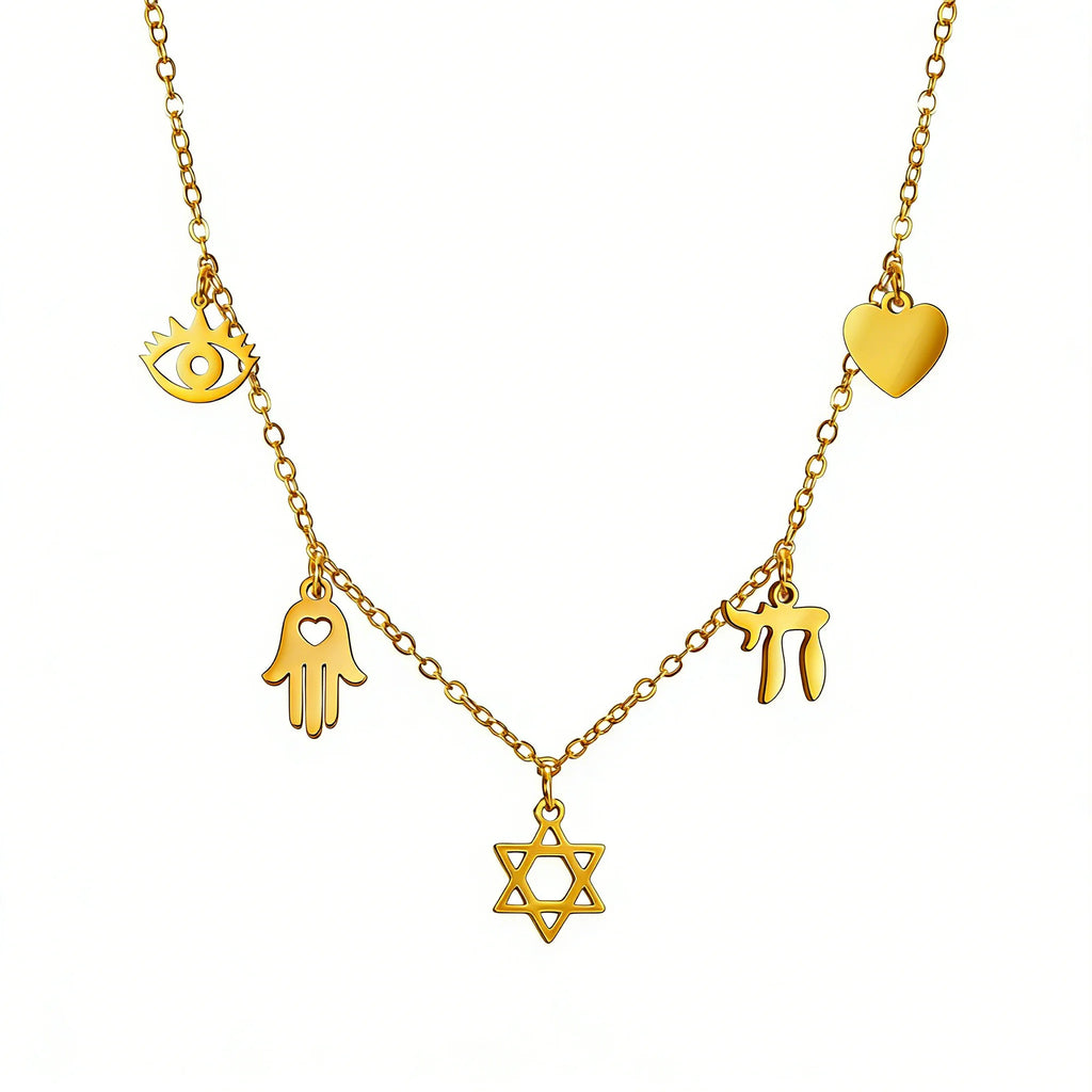 Star of David with Eye of Horrus Jewish Star Palm Pendant Necklaces for Men Women Amulet Jewelry Jewish Christian Jewelry Gifts