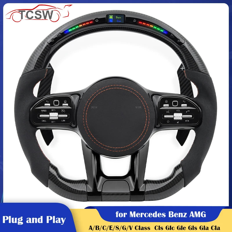 Sport LED Carbon Car Steering Wheel for Mercedes-Benz AMG w167 w177 w205 w206 w213 w217 w222 w223 x253 w290 w292 w463
