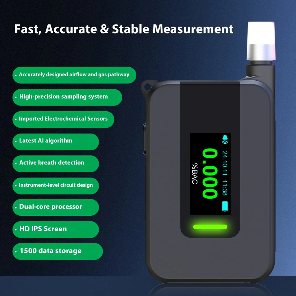 High-Precision Fuel Electrochemical Alcohol Testing Device, Portable Breathalyzer Sensor, Suitable for Post-Drinking Safety Test