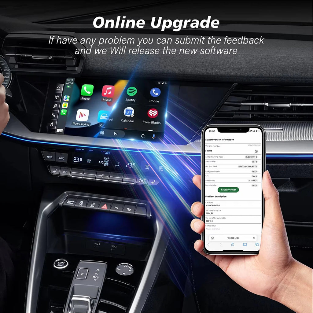 2 in1 Wireless CarPlay & Android Auto Adapter USB Type-C 5GHz Plug Play