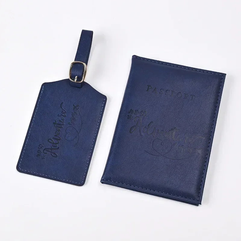 New Purple PU Leather Passport Holder Ticket Clip Passport Covers Luggage Tag Set Id Credit Card Holder Travel Wallet Unisex