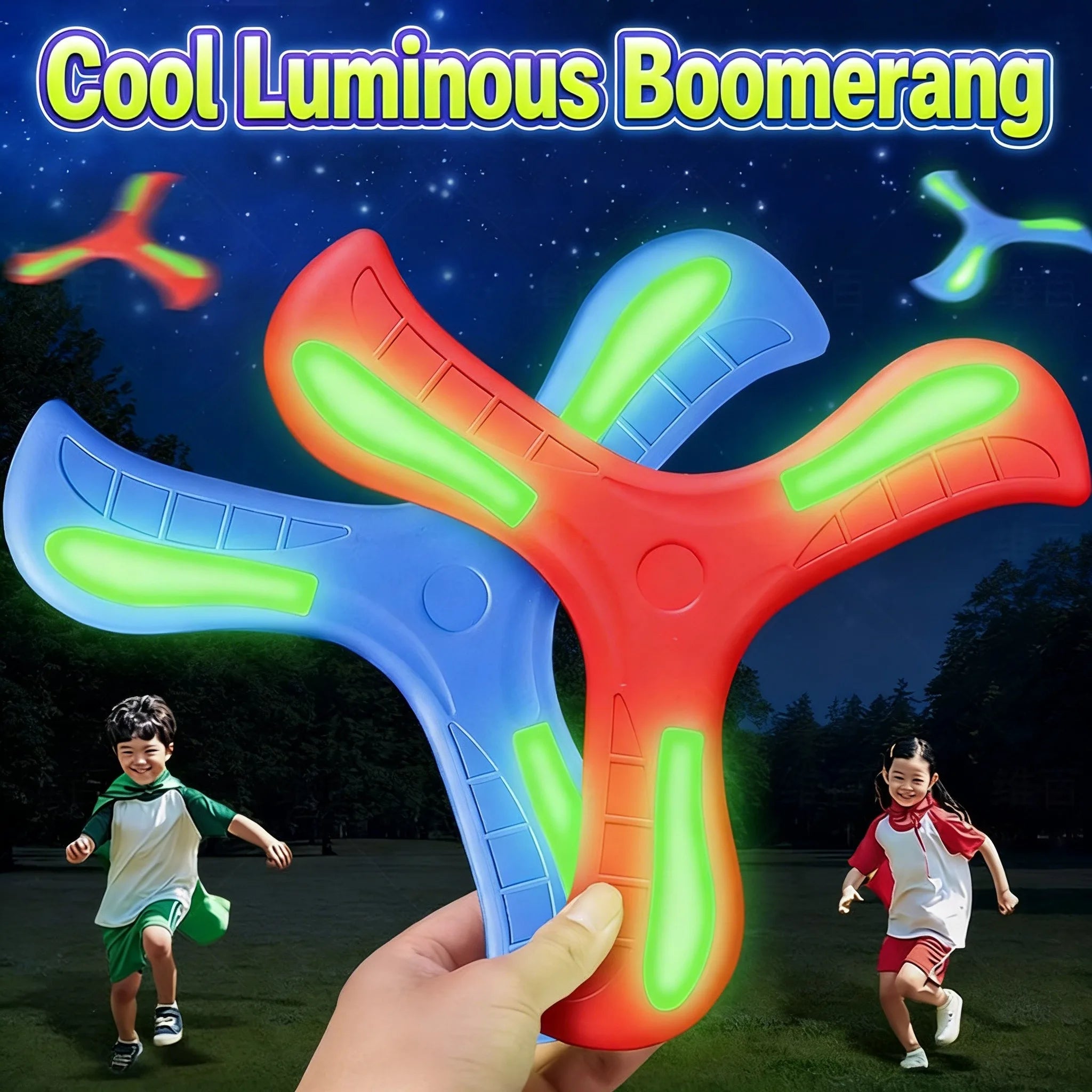 Soft EVA Luminous Boomerang Toy Three-leaf Returning Flying Disc Safe Outdoor Sports Game for Kids Adults Parent-Child Play