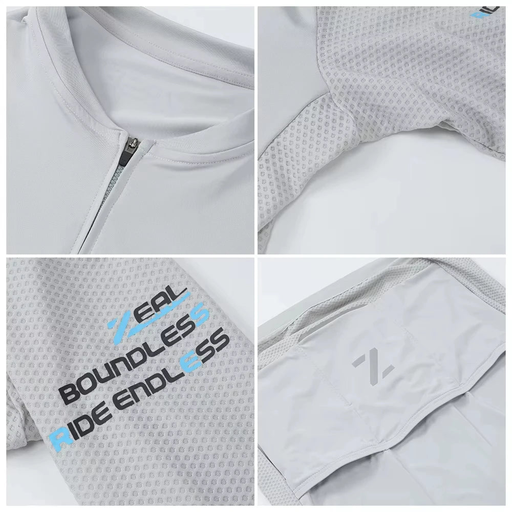 ZRSE Men's Short Sleeve Jersey & Padded Bib Shorts Set Quick Dry Breathable Lean Lightweight for Road Bike MTB Gym Sports