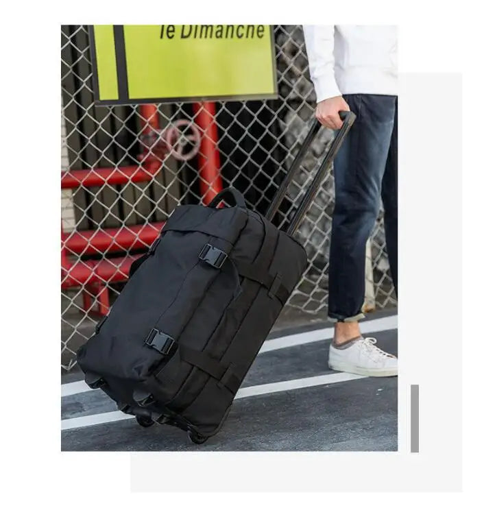 Unisex 22inch Carry On Hand Luggage Travel Trolley Bag Travel Suitcase Men Rolling Duffle Bag with Wheels Travel Tote On Wheels
