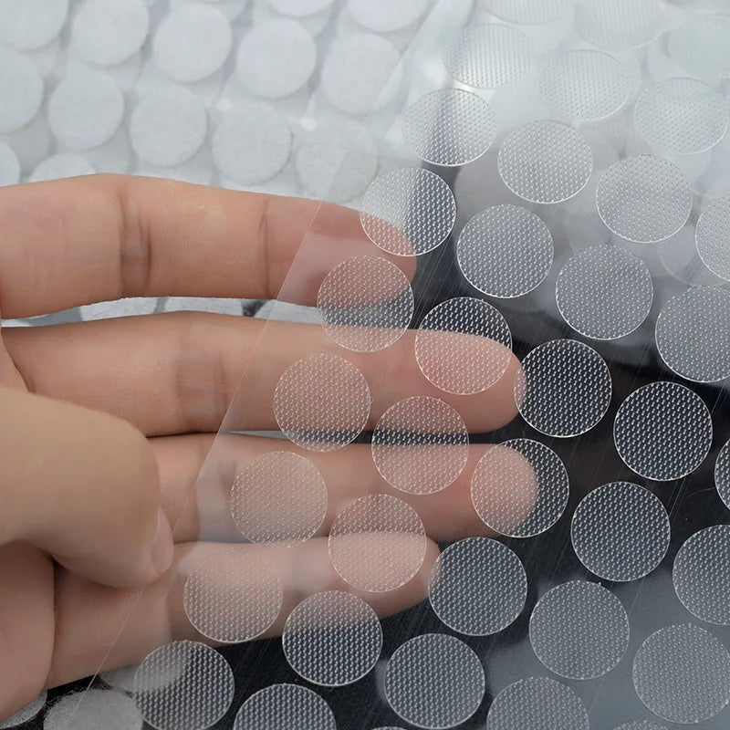 1000pair 10/15/20mm Transparent Self Adhesive Fastener Tape Dots Strong Glue Magic Sticker Disc  Round Coins Hook and Loop Tape