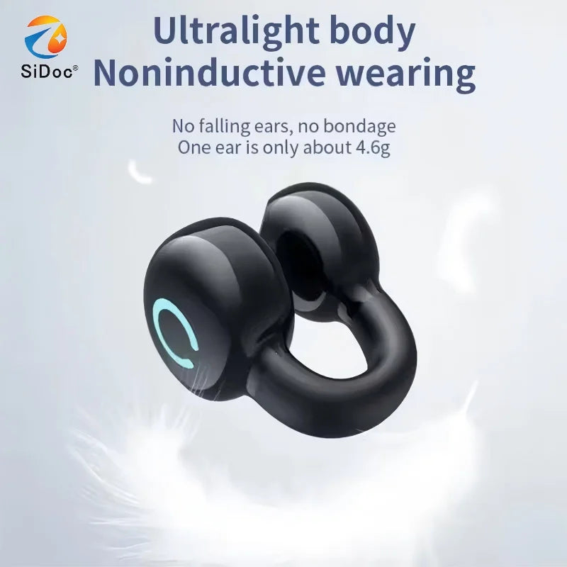 New single ear stereo clip on Bluetooth earphones YX09 business model with bone conduction and long battery life