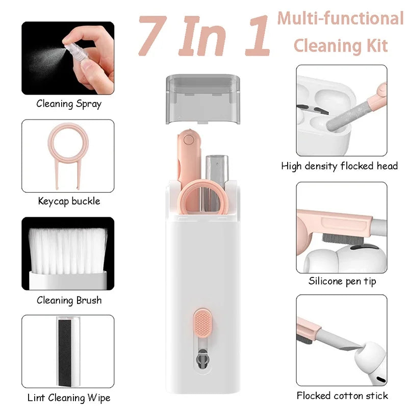 7-in-1 For Keyboard Cleaner Earphones Cleaning Pen Keycap Puller Set Multifunctional CleaningKit For AirPods iPhone iMac MacBook