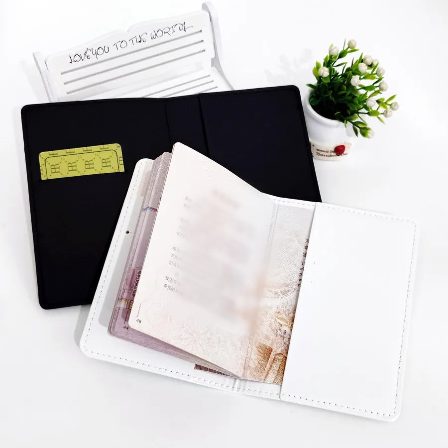 2PCS/Set Crown Graphic Lovers Passport Cover Case Card Holder Travel Accessories PU Leather Wallet Gift For Couples