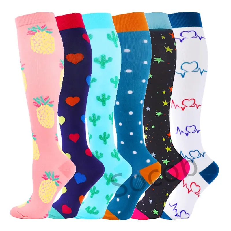 6/7 Pairs Compression Socks Varicose Diabetes Sock Running Cycling Hiking Touring Bicycle Marathon Outdoor Rugby Edema Long Tube
