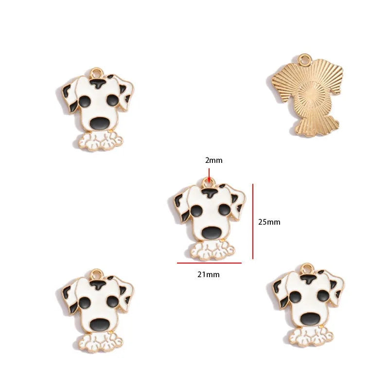 12pcs Alloy Drip Oil Cute Pet Dog Jewelry DIY Pendant Earrings Necklace Accessories Keychain Pendant Handmade