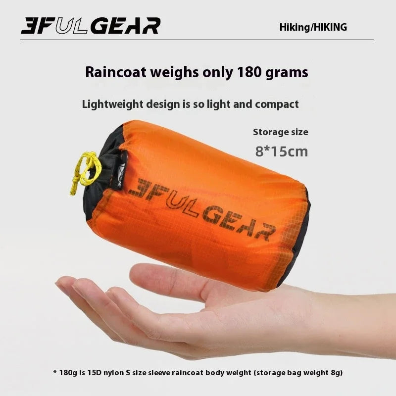 3F UL GEAR Zipper Raincoat 15D Nylon/210T Polyester Waterproof Jacket Ultralight Outdoor Cycling Camping Hiking Rain Poncho Coat