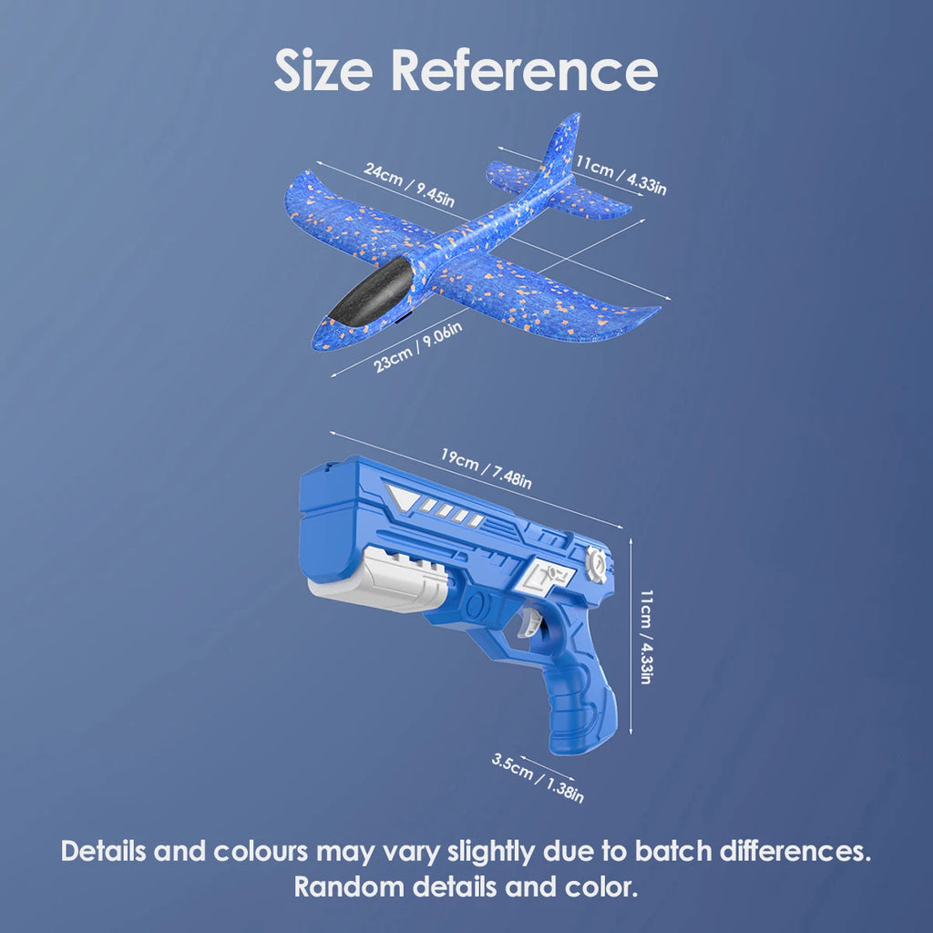 Kids Foam Aircraft 10M Launcher Catapult Glider Aircraft Gun Toy Children's Outdoor Game Soft Bullet Gun
