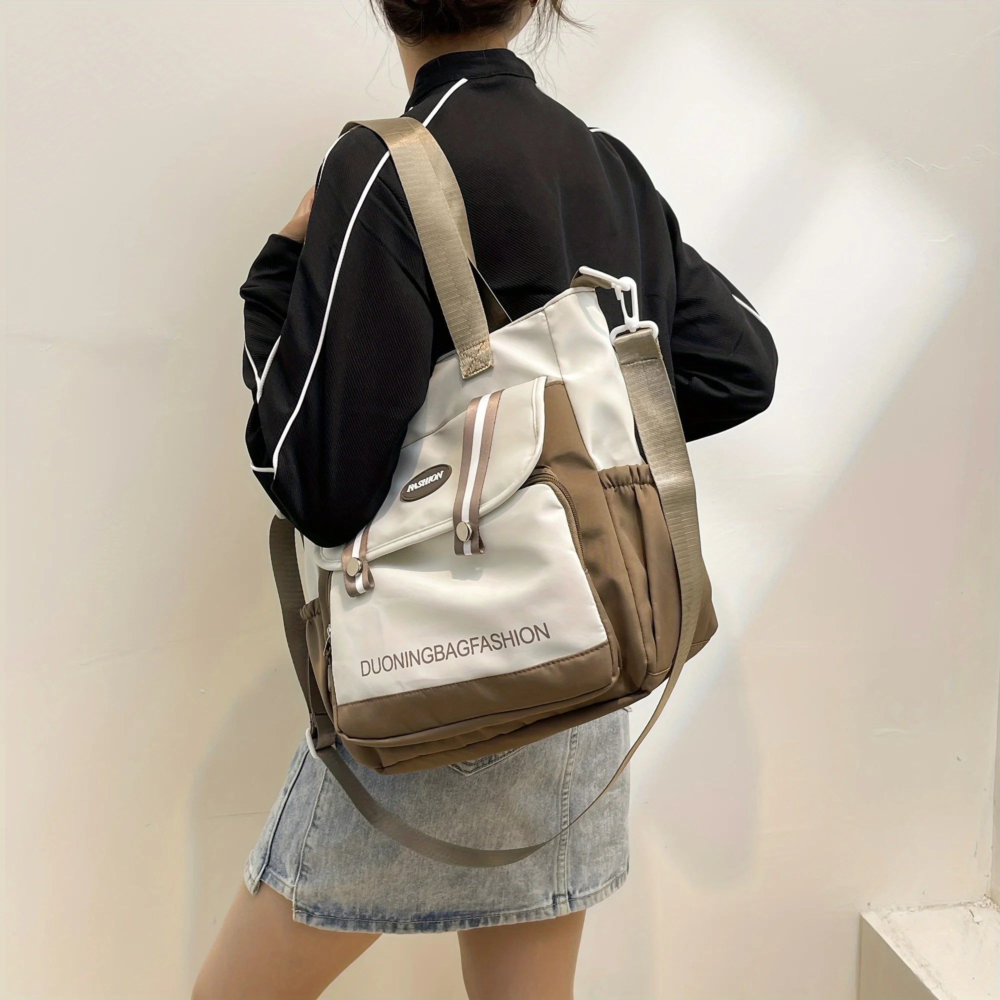 Korean Women's Bags Large Capacity Student Book Bag Unisex Shoulder Bag Multiple Pockets Crossbody Bag