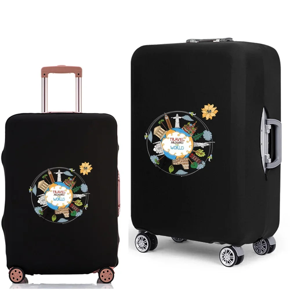 Portable Luggage Protective Cover Travel Pattern Travel Suitcase Cover Elastic Dust Cases for 18 To 28 Inch Travel Trunk Cover