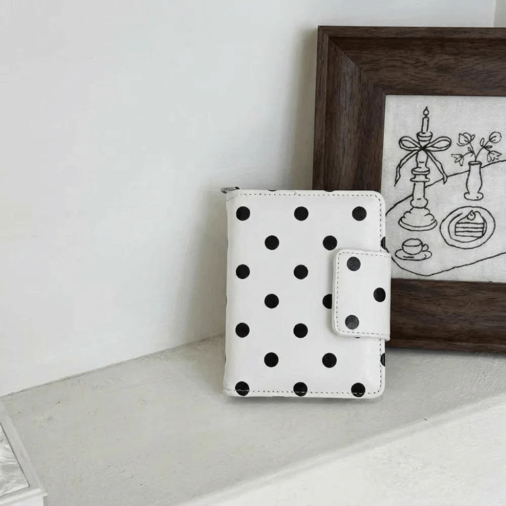 Multifunctional Polka Dot Passport Holder Multi-Card Slot Black White Card Storage Bag Slim Design Lightweight