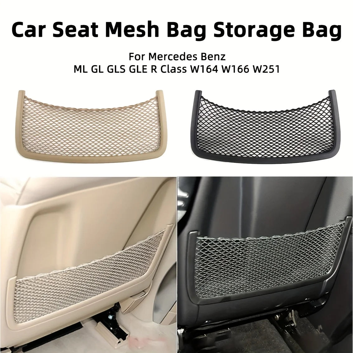 Car Back Seat Net Bag Frame Trim Sticker Compatible with Mercedes Benz ML GL GLE GLS R W251 W164 W166 2005-2019