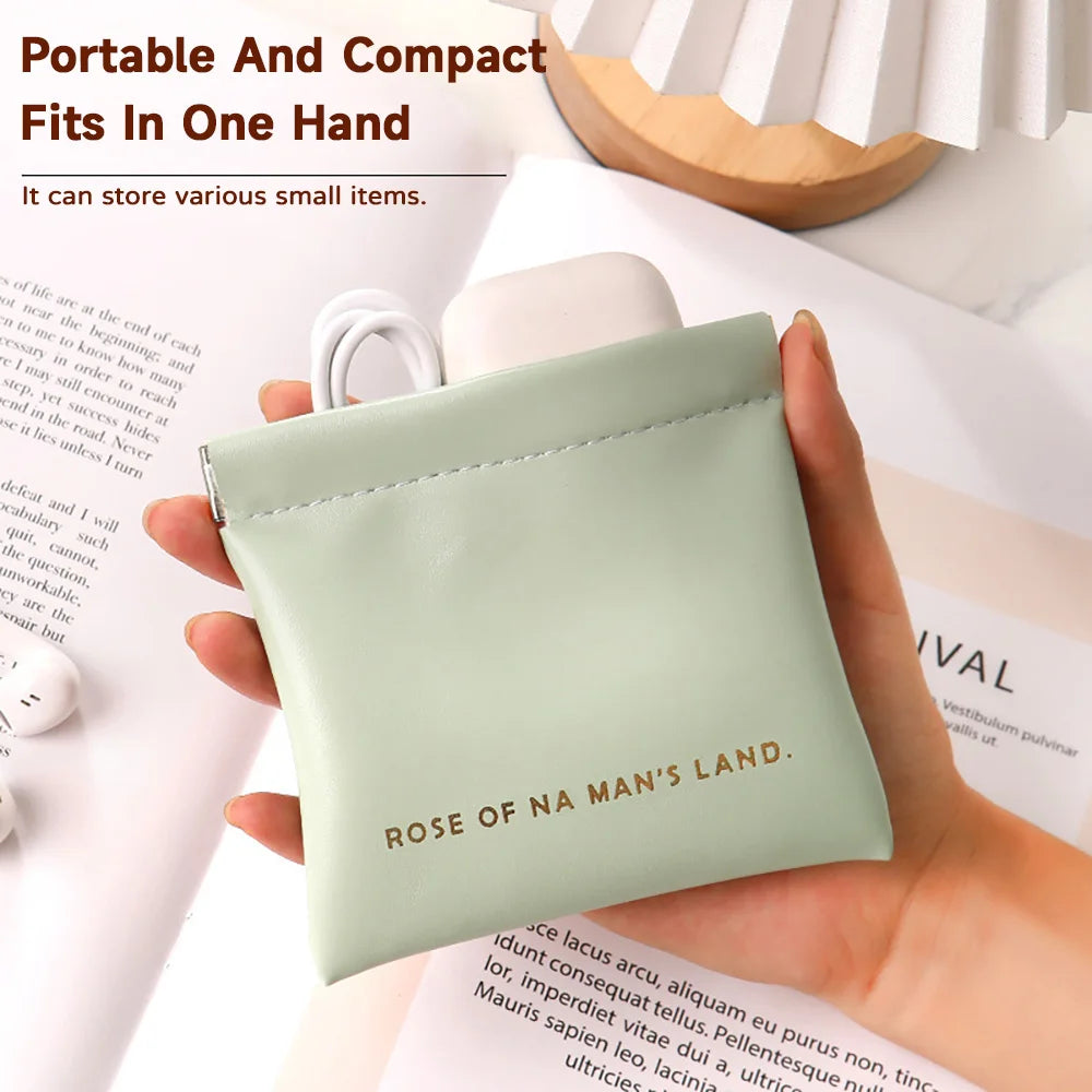 Fashion Multifunctional Storage Bag With Automatic Closure Wired Headphone PU Coin Purse Mini Portable Lipstick And Makeup Bag
