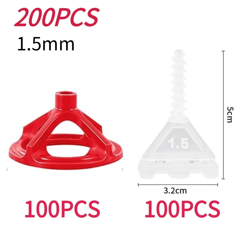 200 Pcs Tile Leveling System Baseplates and Reusable Caps Kit 1-3mm Tile Spacers Leveling System Construction Tool Parts Set