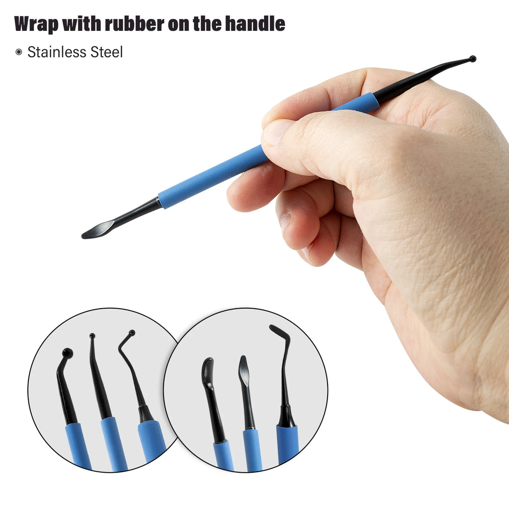 FOSHIO 3pcs Stainless Steel Vinyl Tucking Tools Anti-Slip Rubber Coating Micro Stick Squeegee Window Tint Car Wraps Weeding Kit
