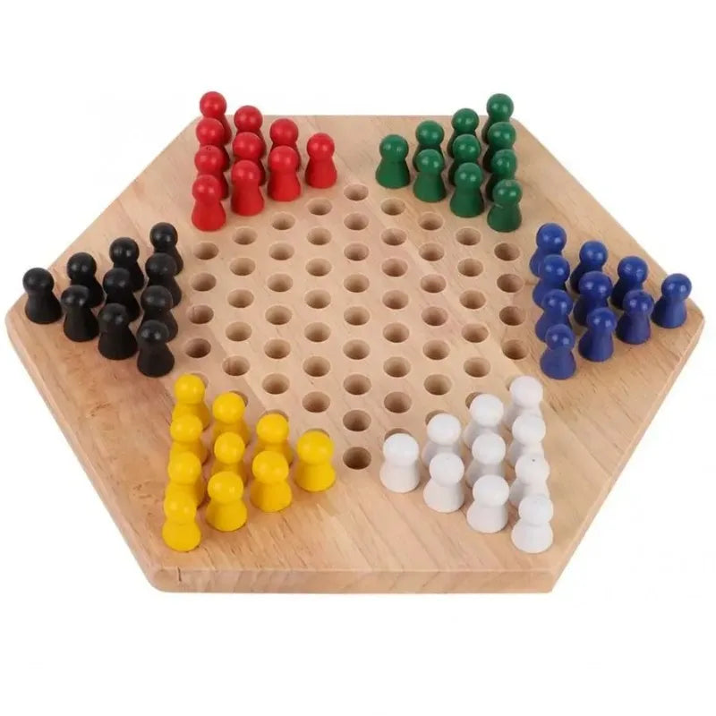 Chinese Checkers Set Wooden Educational Board Kids Classic Checkers Set Strategy Board Set Kid Family Toy Chess Board Game Gift