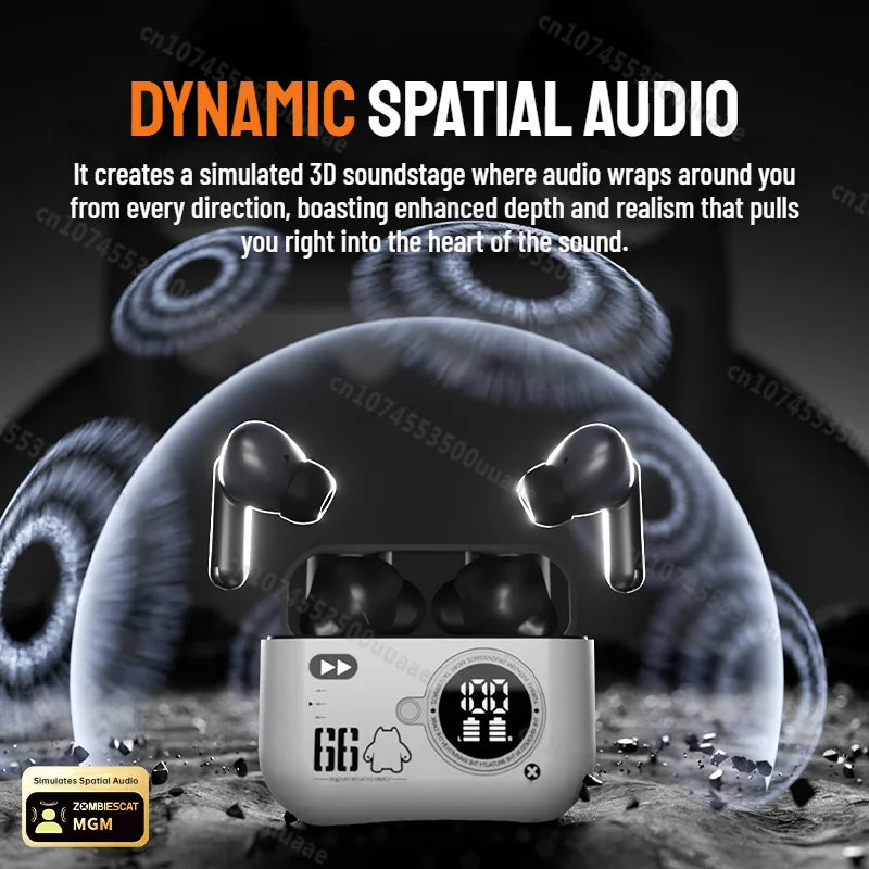 Zombies Cat B20 Alloy ANC Bluetooth 6.0 Earbuds -45dB Active Noise Cancellation Headphones Powerful Bass TWS Wireless Earphone