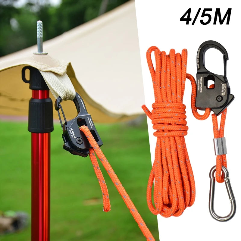 Aluminum Alloy Adjuster Tent Rope Tensioner Camping Supplies Anti-Slip Strong Load-Bearing Tarp Tent Rope Roller Tensioner Cord