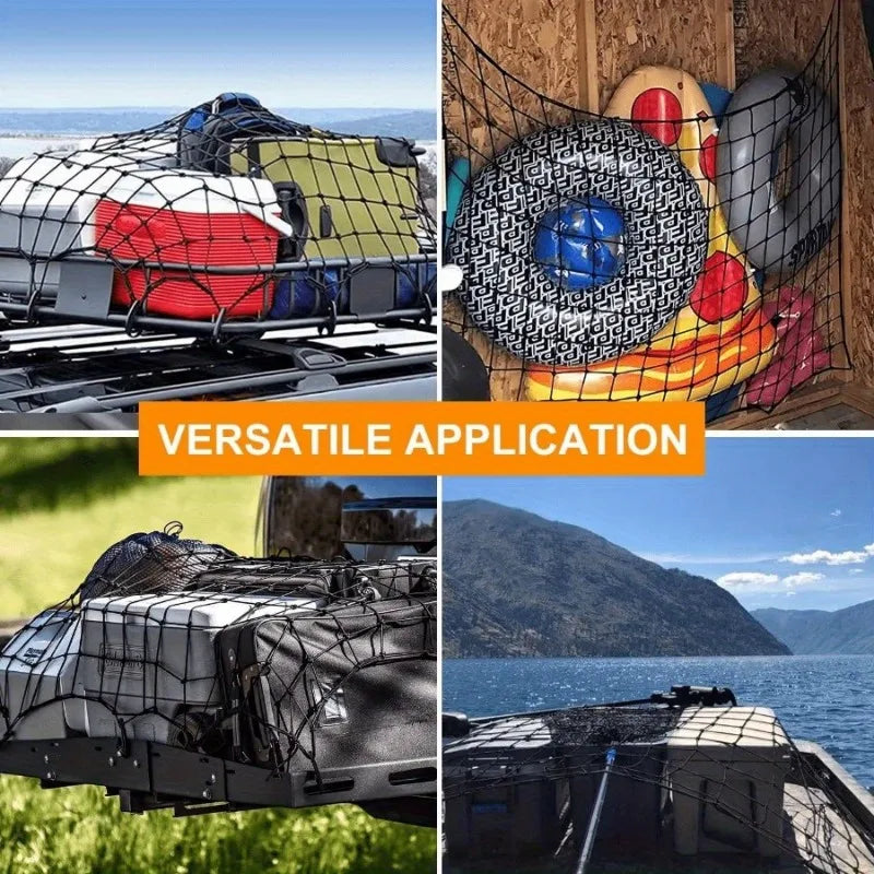 New Model Car Roof Luggage Net - 120*80cm Rope Net for SUV Roof Rack, Luggage Fixing Net Cover with Straps