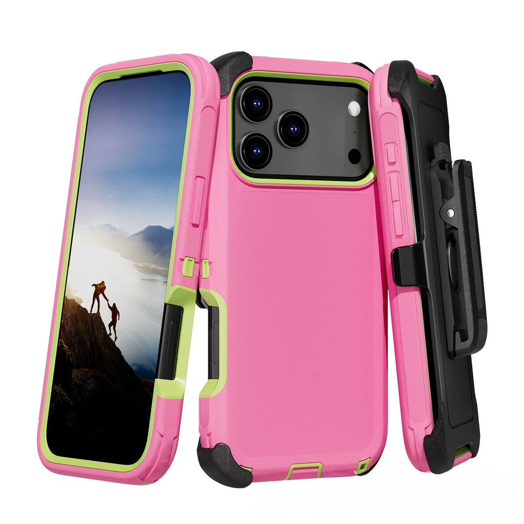 Rugged Shockproof Case with Belt Clip 2-Tone Design Heavy Duty Protection Armor Shell for IPhone 17 Air 16 15 14 Plus 13 Pro Max