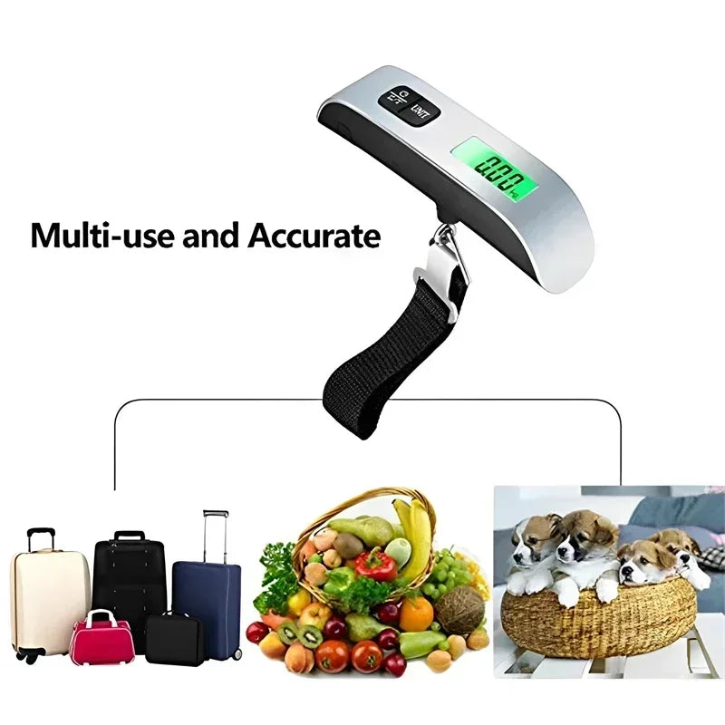 110lb/50kg Portable Electronic Hand Luggage Scale LCD Digital Display Balance Scale Suitcase Travel Weighs Baggage Weight Tool